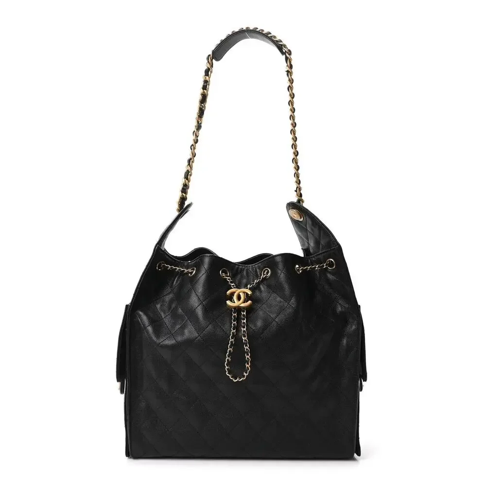 CHANEL 25 Medium Black Caviar Quilted Handbag
